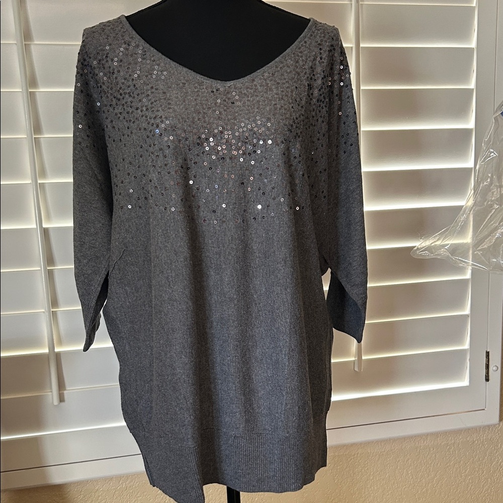Elle Charcoal Sequin Top